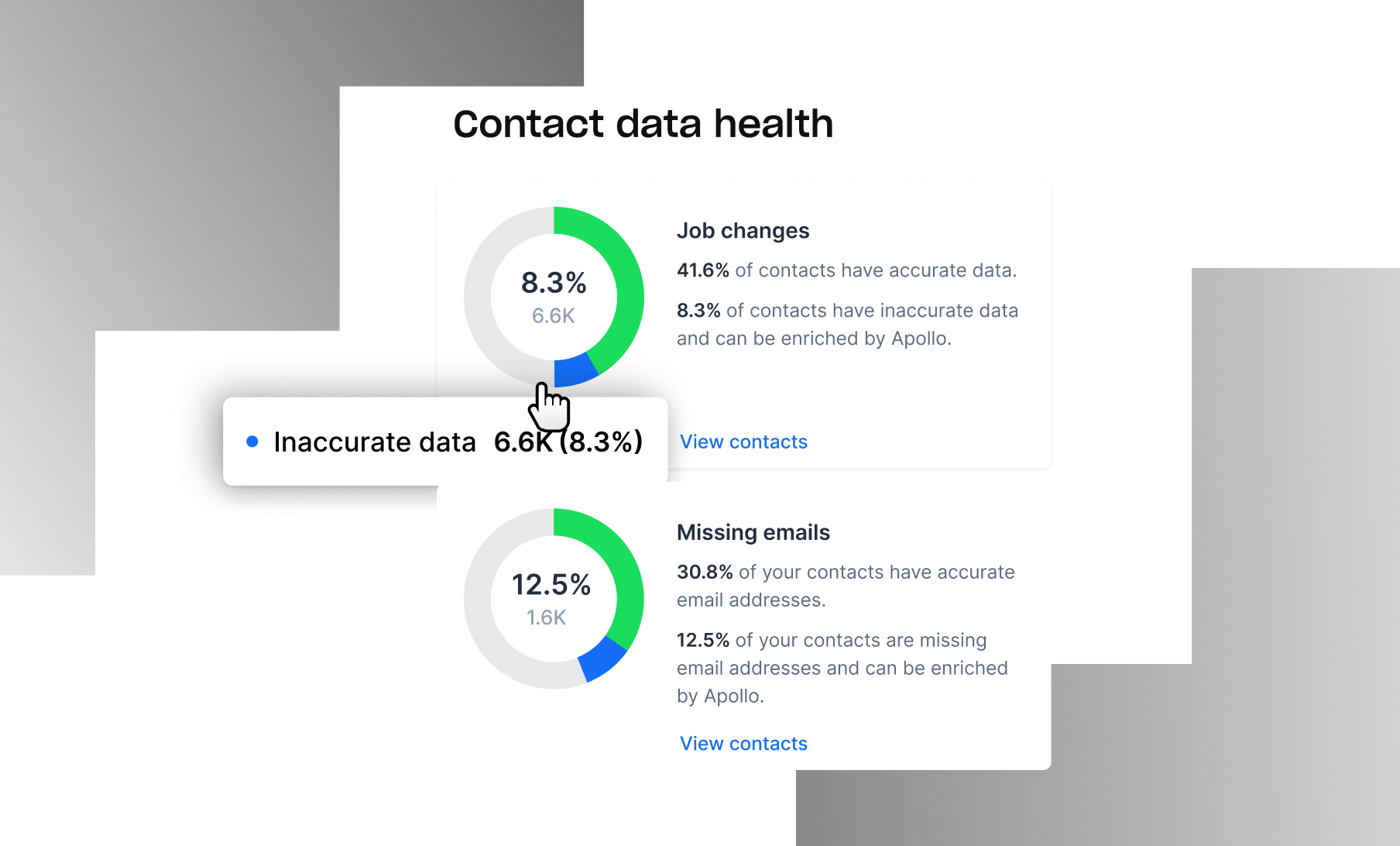 Screenshot showing Data health center