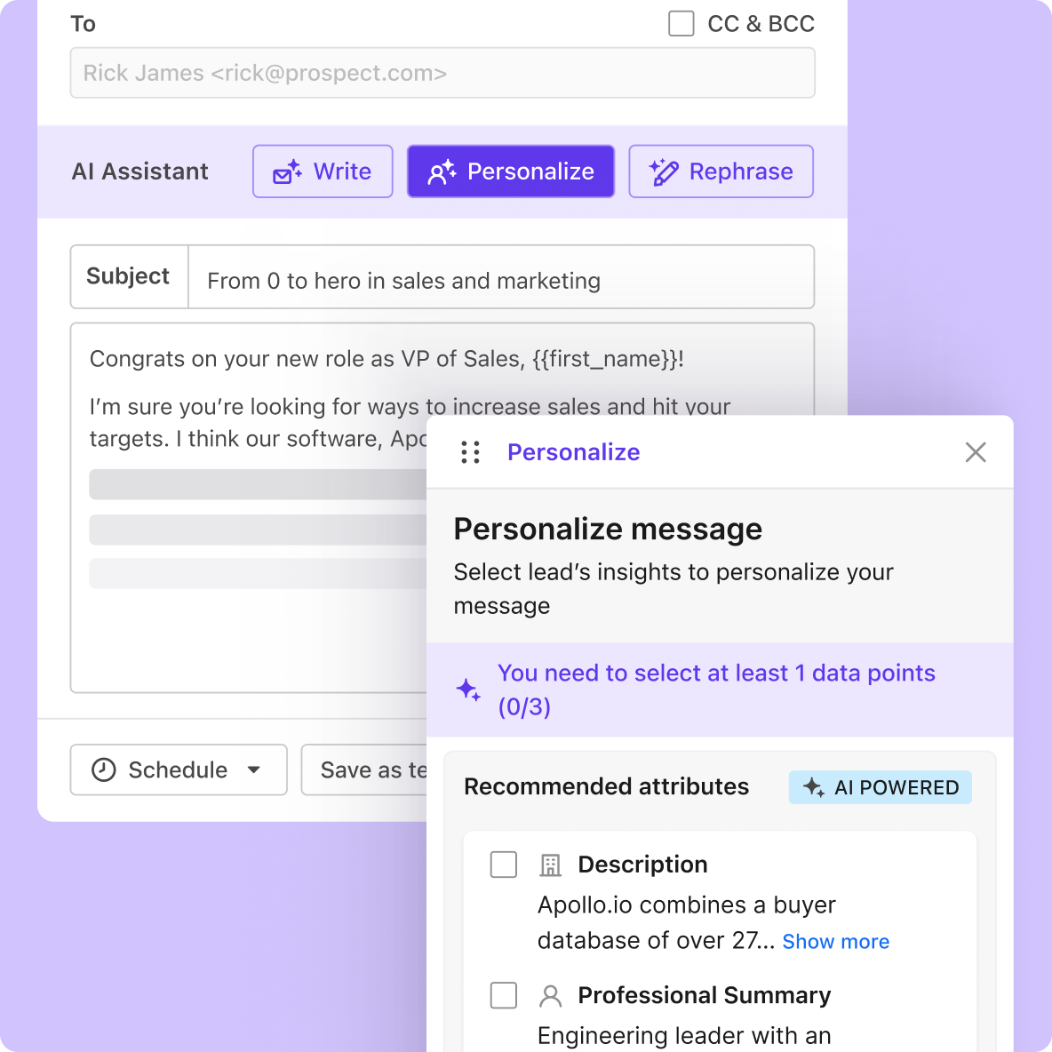 Illustration for Generate highly personalized emails in seconds