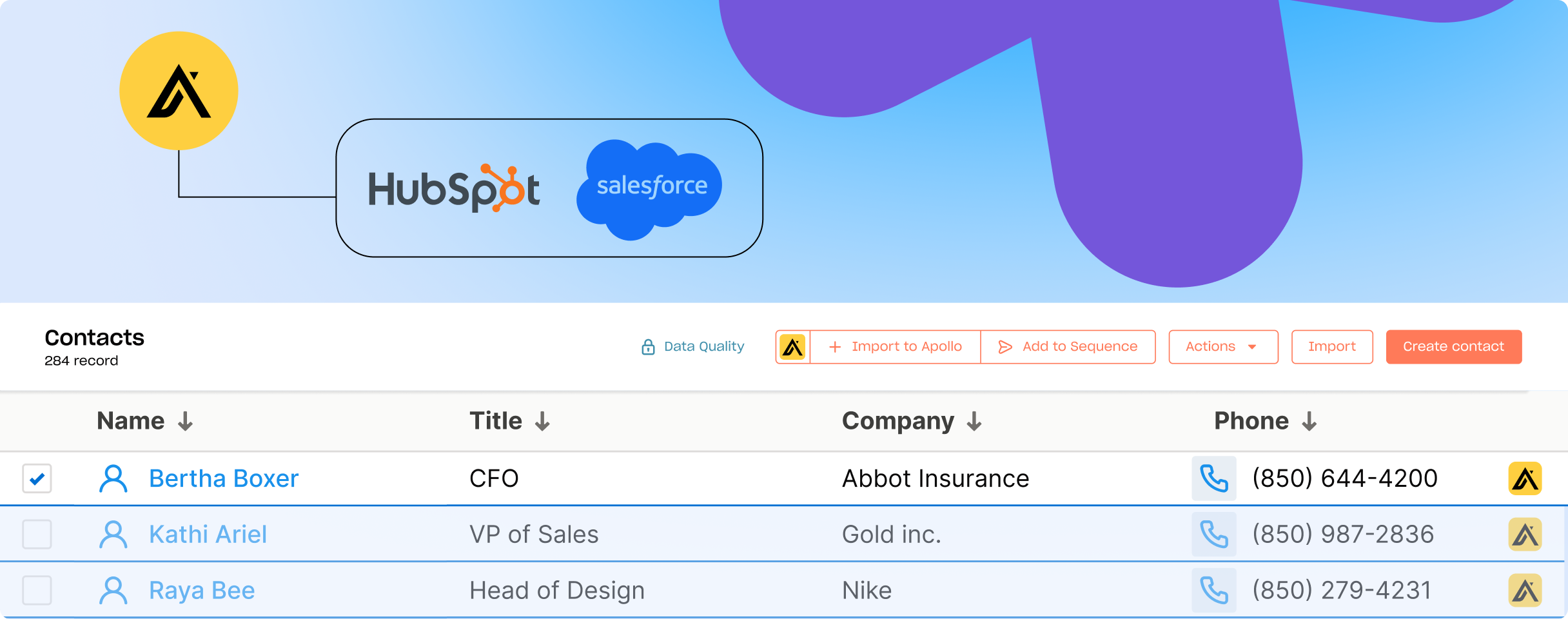 Screenshot demonstrating Salesforce & Hubspot