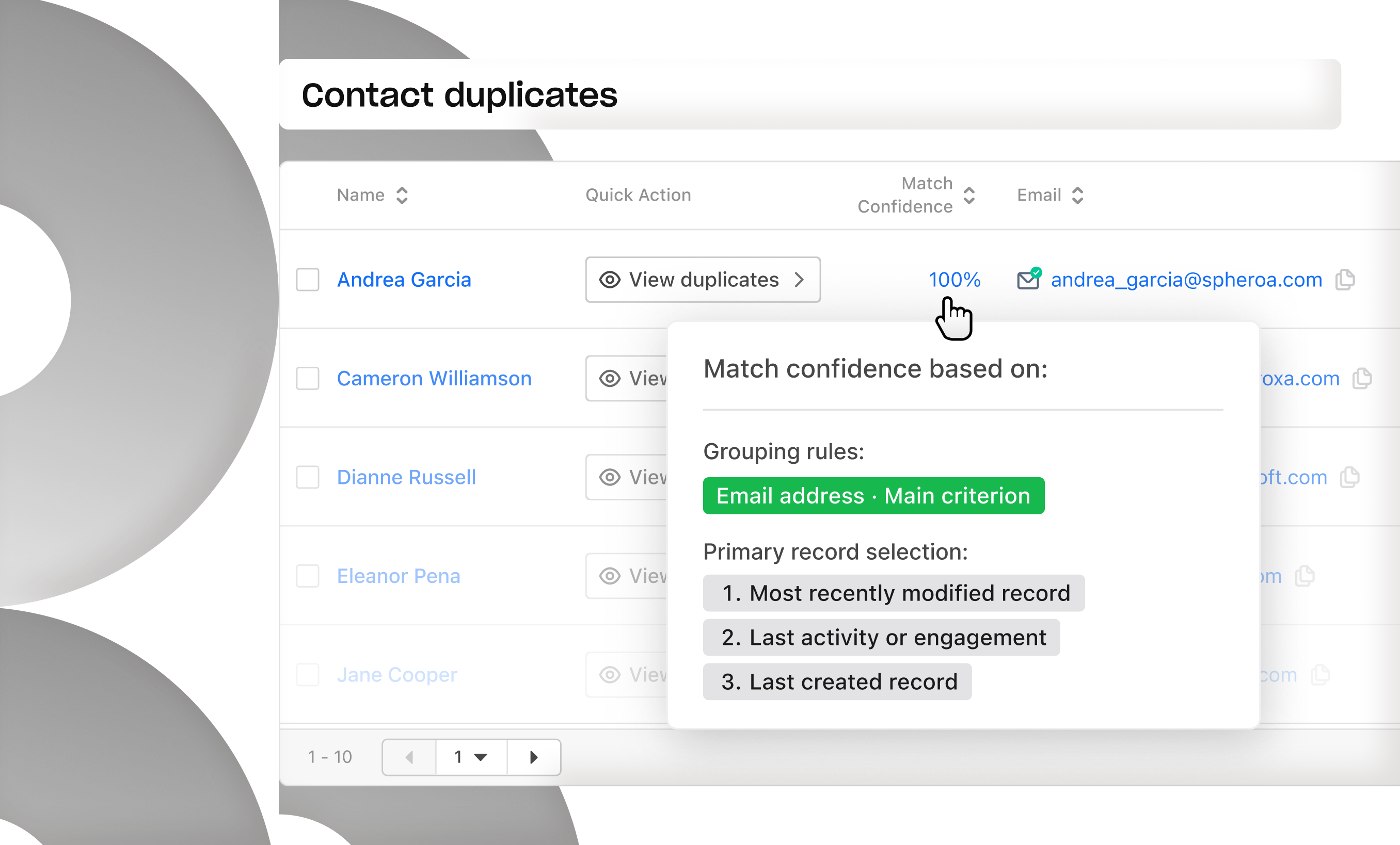Screenshot showing Data deduplication