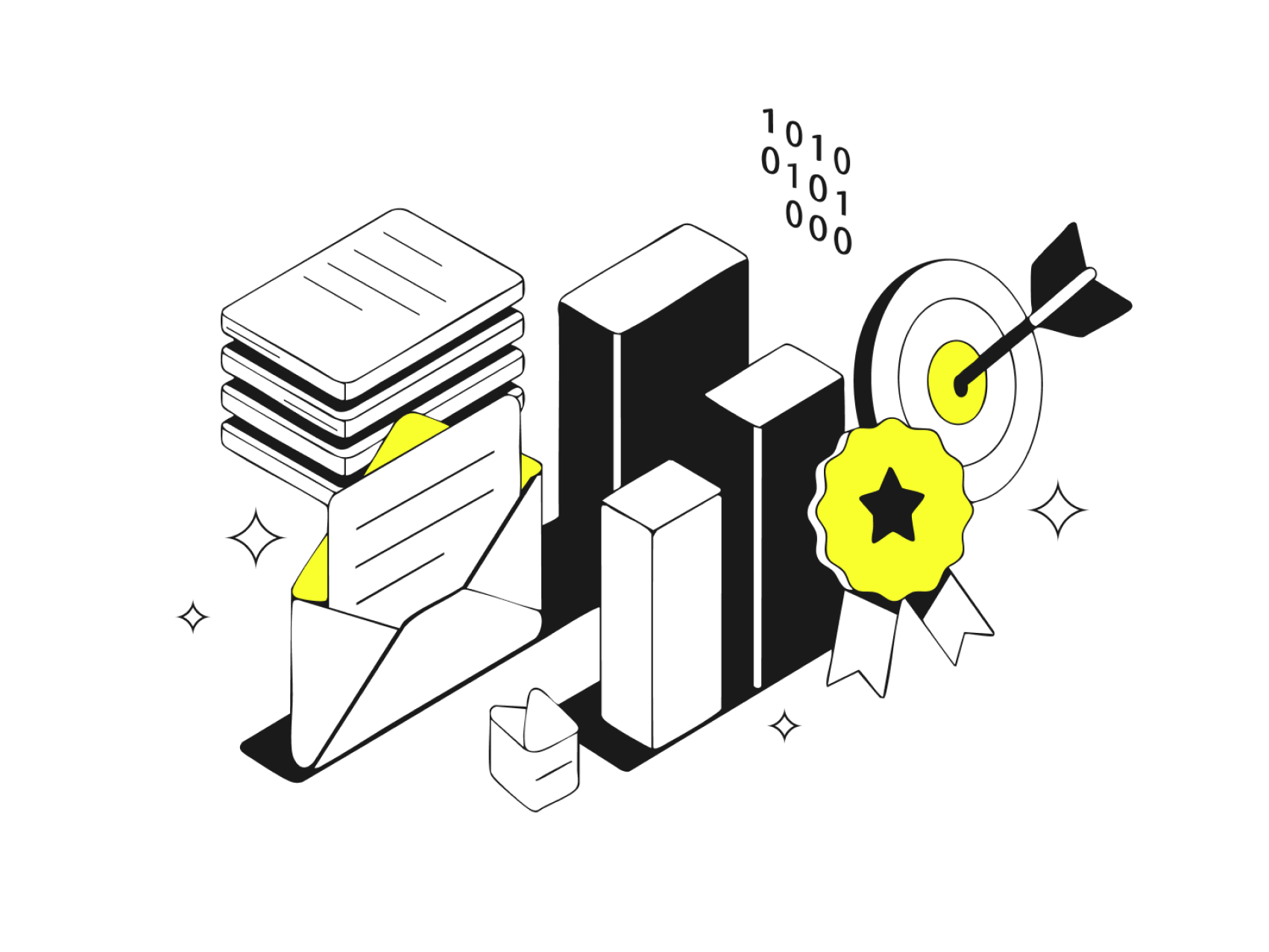 Email templates and data visualization illustration
