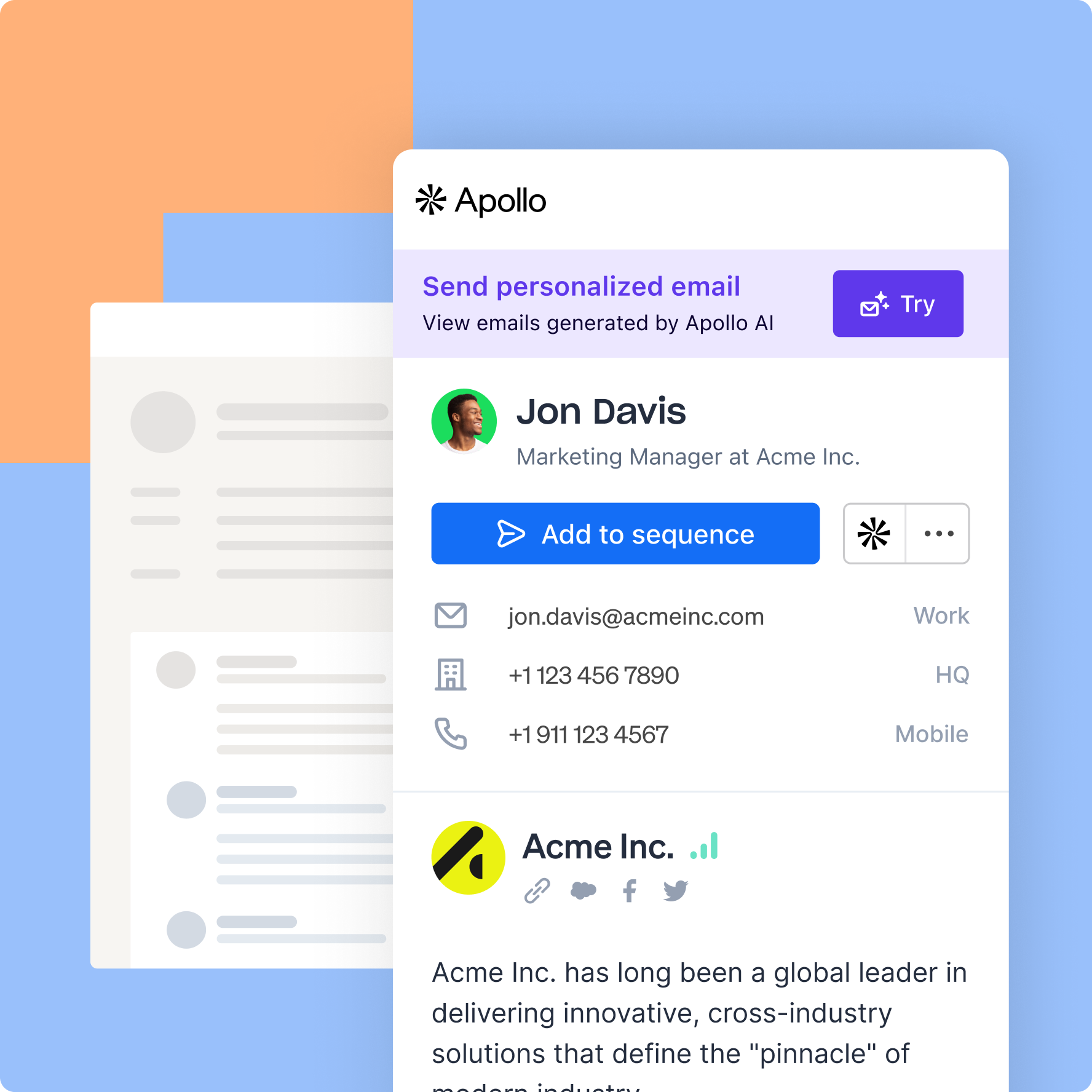 Illustration for Prospect wherever with the Apollo Chrome Extension